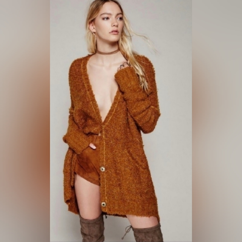 Free People Boucle Slouch Cardigan